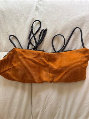 lululemon athletica Ribbed Burnt Orange Bikini Top with Black Straps
